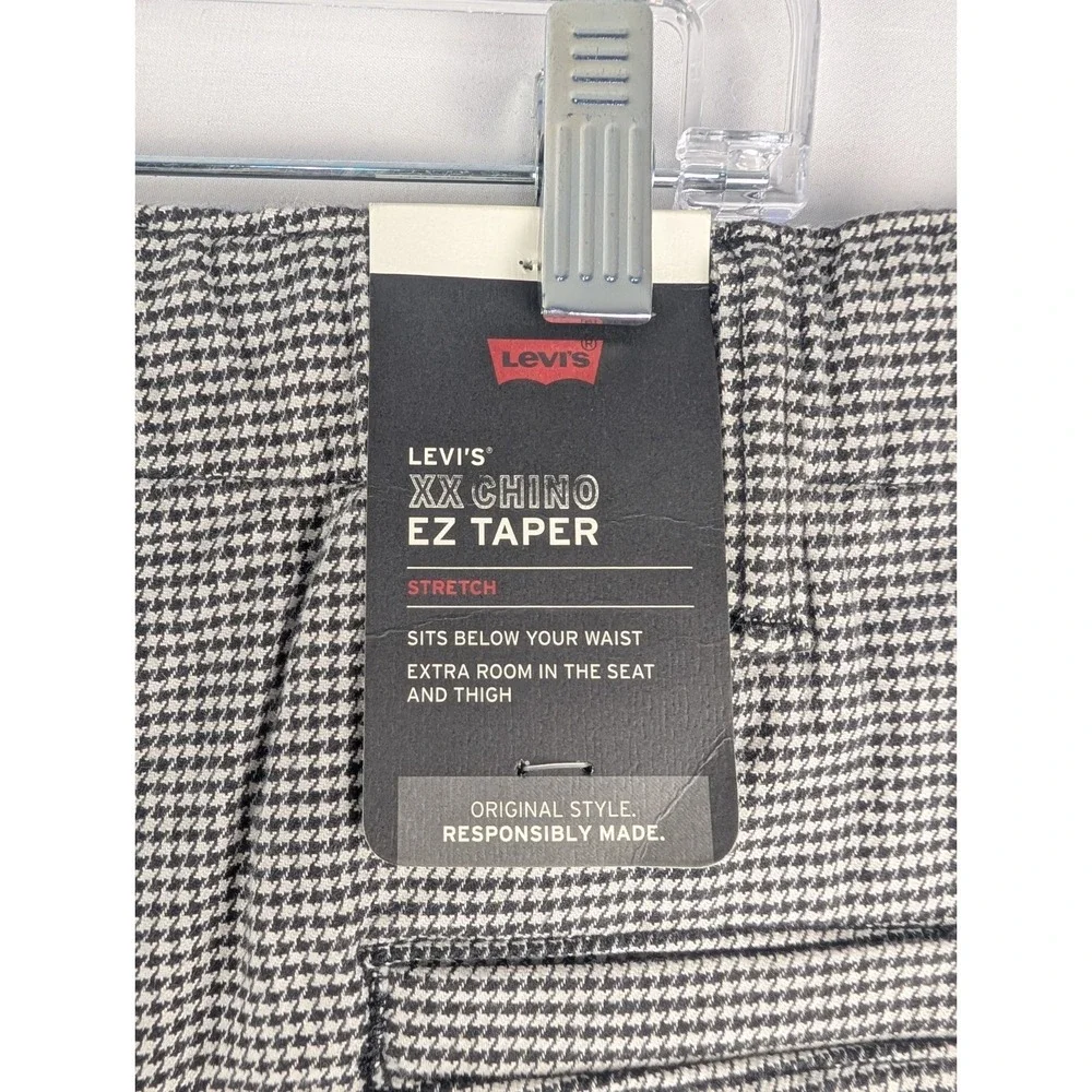 Levi's XX Chino EZ Taper Pants Mens 4XL Black White Houndstooth Stretch Big Tall